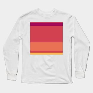 An admirable hybrid of Almost Black, Dark Fuchsia, Faded Red, Light Red Ochre and Pastel Orange stripes. Long Sleeve T-Shirt